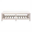 Pemberly Row Quartz Top Reclaimed Pine Trestle Coffee Table in White