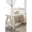 Pemberly Row Quartz Top Reclaimed Pine Trestle End Table in White