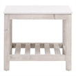 Pemberly Row Quartz Top Reclaimed Pine Trestle End Table in White