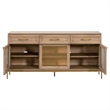 Pemberly Row 3-Drawer Mesh Front Wood Media Sideboard in Honey Oak
