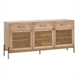 Pemberly Row 3-Drawer Mesh Front Wood Media Sideboard in Honey Oak