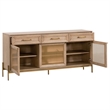 Pemberly Row 3-Drawer Mesh Front Wood Media Sideboard in Honey Oak