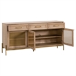 Pemberly Row 3-Drawer Mesh Front Wood Media Sideboard in Honey Oak
