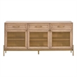 Pemberly Row 3-Drawer Mesh Front Wood Media Sideboard in Honey Oak