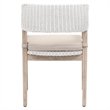 Pemberly Row Rattan Woven Mahogany Arm Chair in White/Light Gray