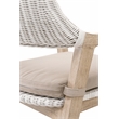 Pemberly Row Rattan Woven Mahogany Arm Chair in White/Light Gray