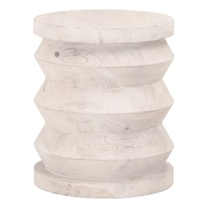 Pemberly Row 16.5&quot Round Reclaimed Pine Accent Table in White Wash