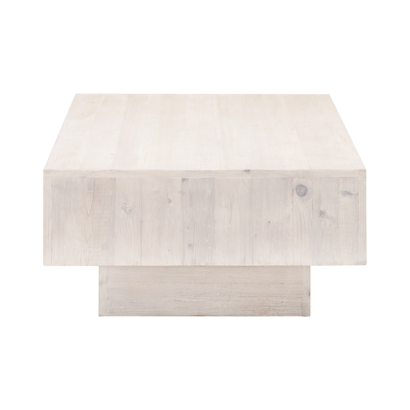 Pemberly Row Reclaimed Pine Mitered Edge Coffee Table in White