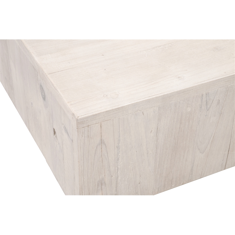 Pemberly Row Reclaimed Pine Mitered Edge Coffee Table in White