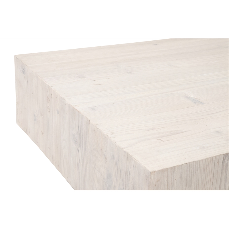 Pemberly Row Reclaimed Pine Mitered Edge Coffee Table in White