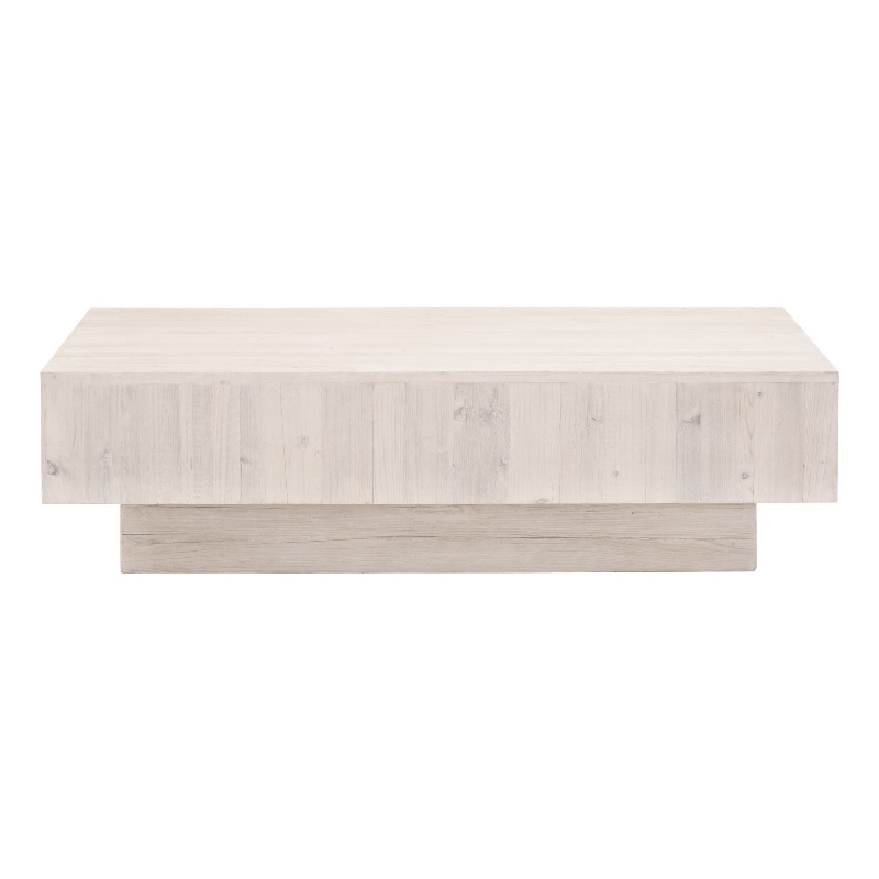Pemberly Row Reclaimed Pine Mitered Edge Coffee Table in White
