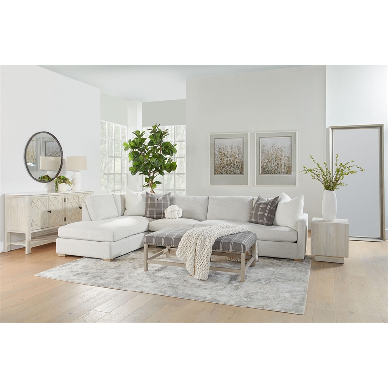 Pemberly Row Square Reclaimed Pine Mitered Edge End Table in White