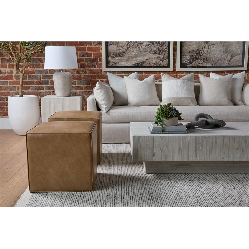 Pemberly Row Square Reclaimed Pine Mitered Edge End Table in White