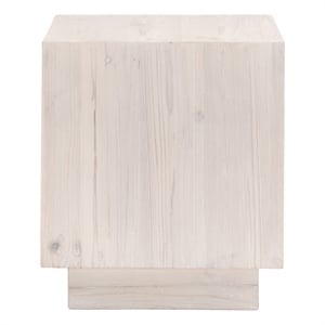 Pemberly Row Square Reclaimed Pine Mitered Edge End Table in White