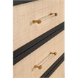 Pemberly Row Rattan Inlay 6-Drawer Acacia Wood Dresser in Black