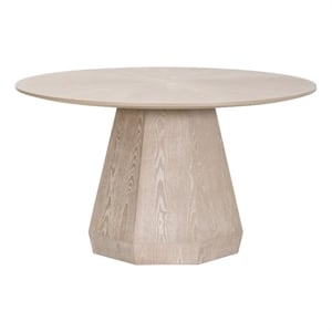 Pemberly Row 54&quot Round Pedestal Wood Dining Table in Gray Ash