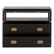 Pemberly Row Acacia 2-Drawer Wood Nightstand With Shelf in Black