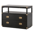 Pemberly Row Acacia 2-Drawer Wood Nightstand With Shelf in Black