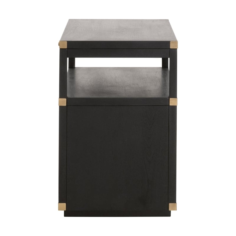 Pemberly Row Acacia 2-Drawer Wood Nightstand With Shelf in Black