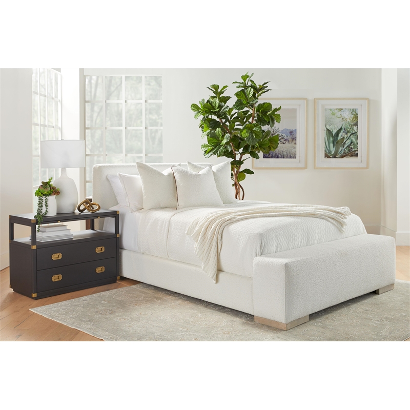 Pemberly Row Acacia 2-Drawer Wood Nightstand With Shelf in Black