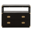Pemberly Row Acacia 2-Drawer Wood Nightstand With Shelf in Black