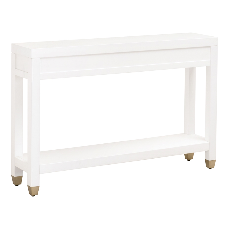 Pemberly Row Contemporary 3-Drawer Lacquer Console Table in Matte White