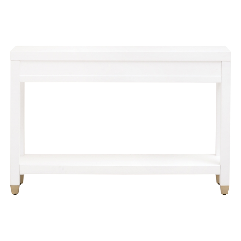 Pemberly Row Contemporary 3-Drawer Lacquer Console Table in Matte White