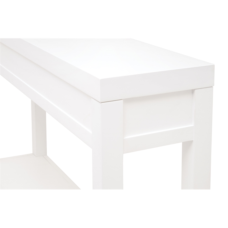 Pemberly Row Contemporary 3-Drawer Lacquer Console Table in Matte White