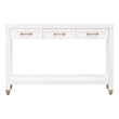 Pemberly Row Contemporary 3-Drawer Lacquer Console Table in Matte White