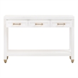 Pemberly Row Contemporary 3-Drawer Lacquer Console Table in Matte White