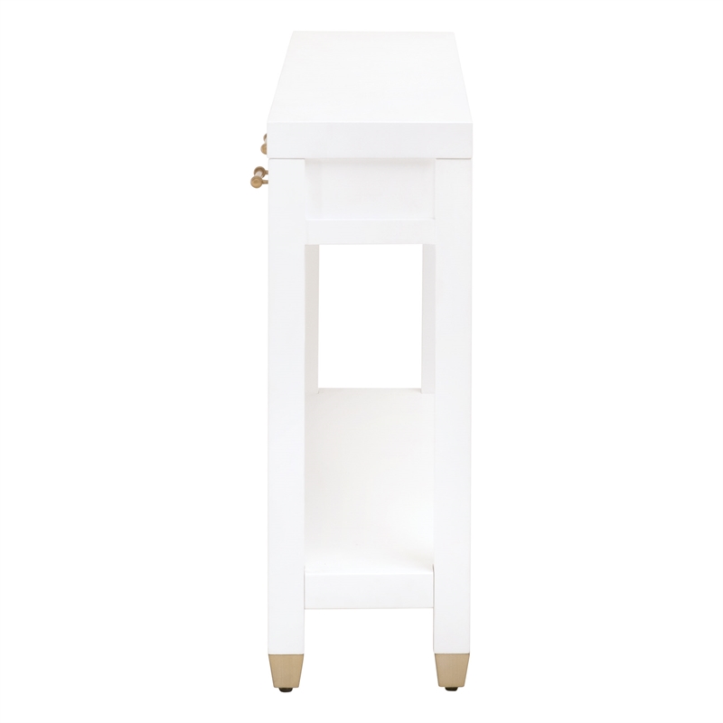 Pemberly Row Contemporary 3-Drawer Lacquer Console Table in Matte White
