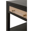 Pemberly Row Rattan Inlay Acacia Wood Side Table in Black/Natural