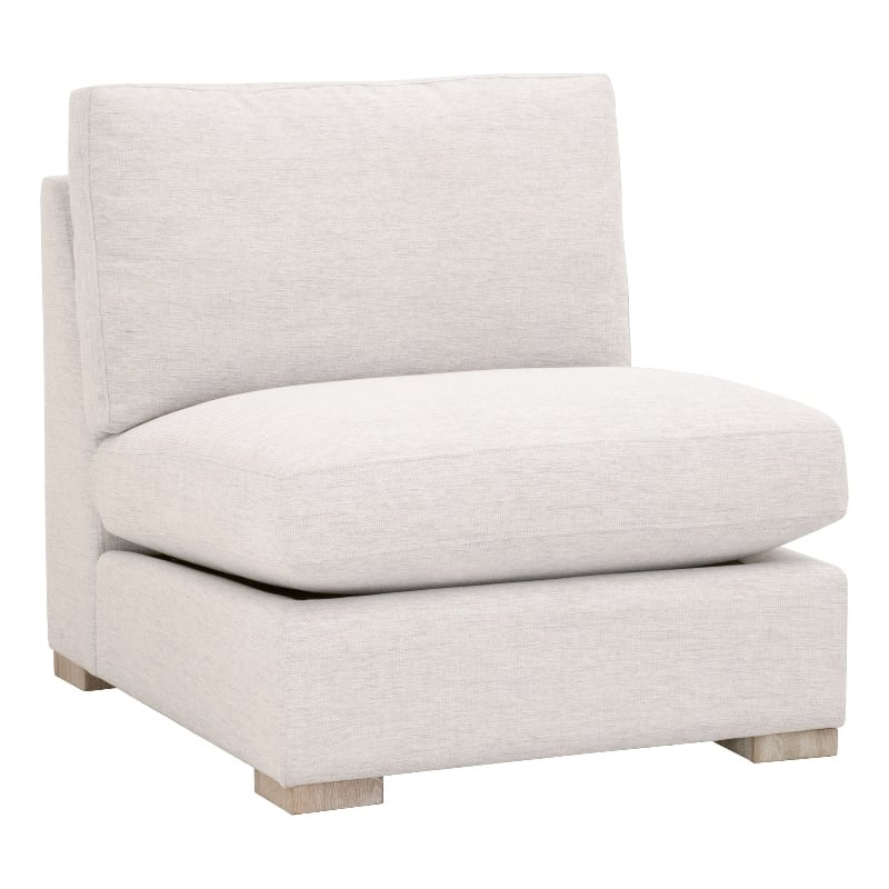 Pemberly Row Modular Performance Fabric Armless Chair in Stone