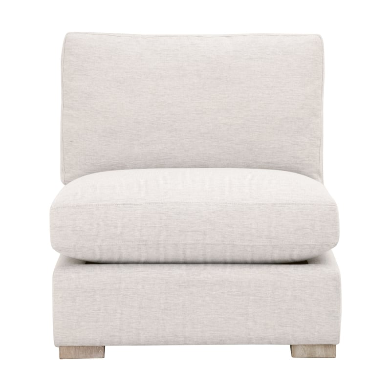 Pemberly Row Modular Performance Fabric Armless Chair in Stone