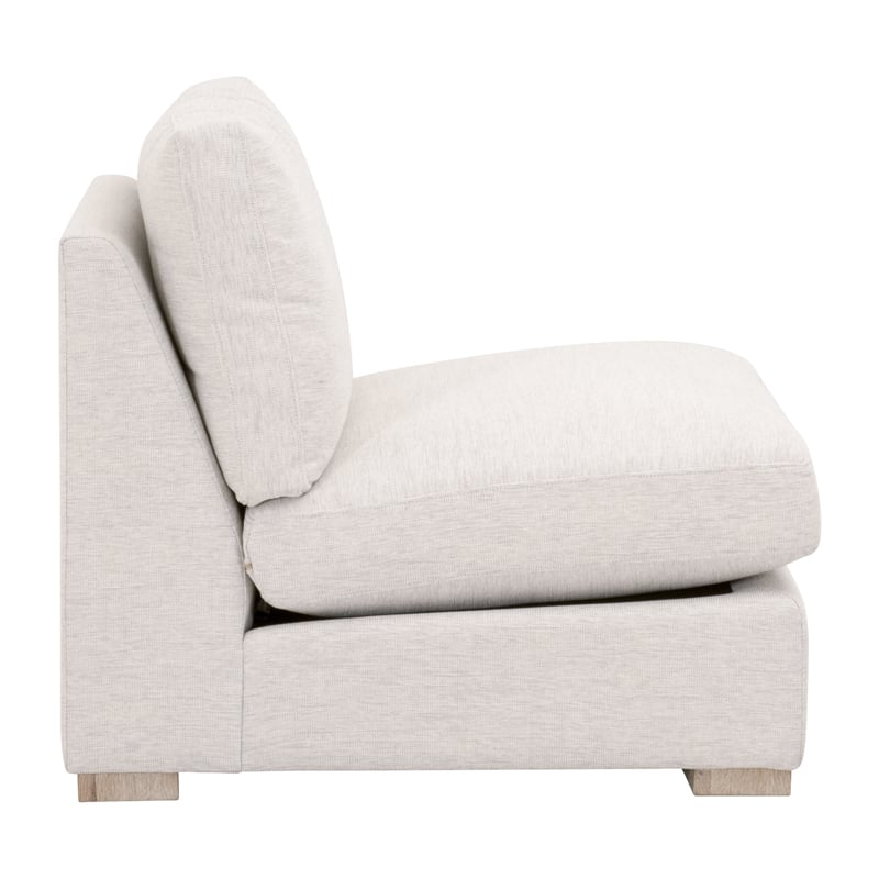 Pemberly Row Modular Performance Fabric Armless Chair in Stone