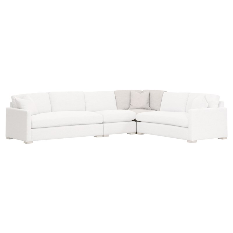 Pemberly Row Modular Performance Fabric Corner Chair in Stone