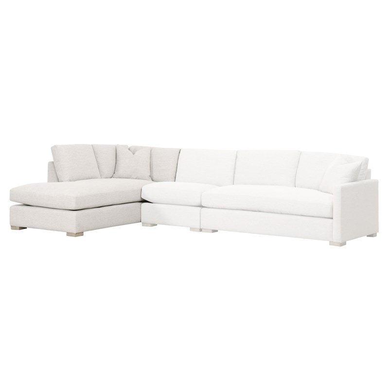 Pemberly Row Modular Performance Left-Facing Chaise in Stone