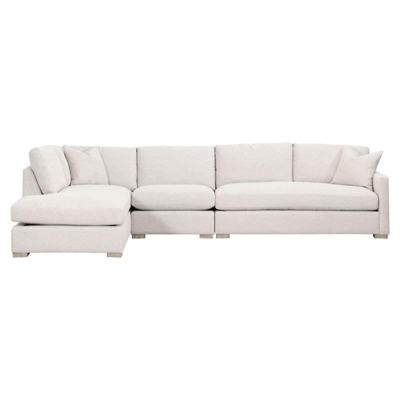 Pemberly Row Modular Performance Left-Facing Chaise in Stone