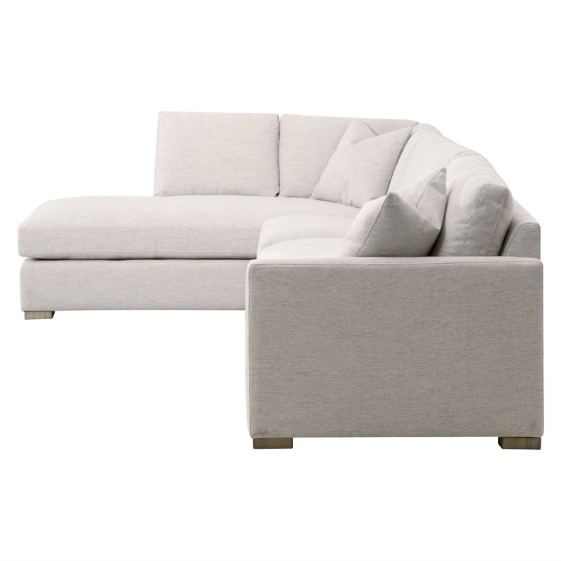 Pemberly Row Modular Performance Left-Facing Chaise in Stone