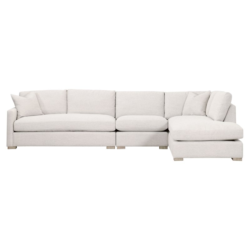 Pemberly Row Modular Performance Right-Facing Chaise in Stone
