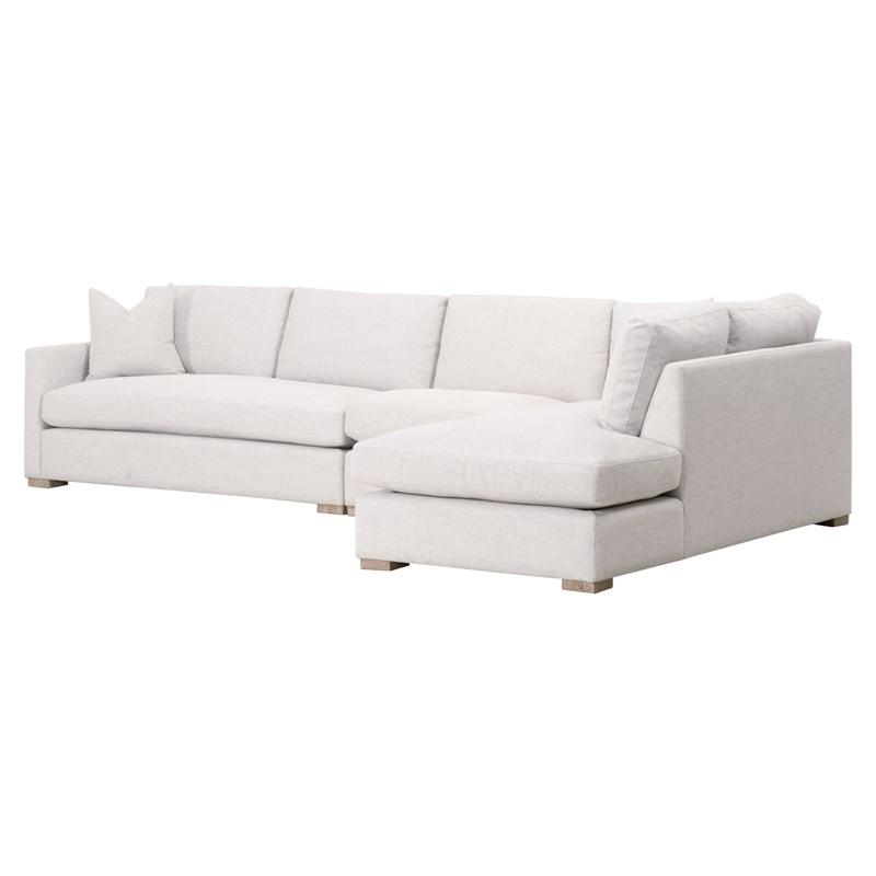 Pemberly Row Modular Performance Right-Facing Chaise in Stone
