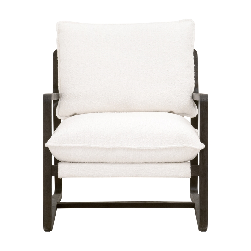 Pemberly Row Contemporary Boucle Sled Base Wood Club Chair in White