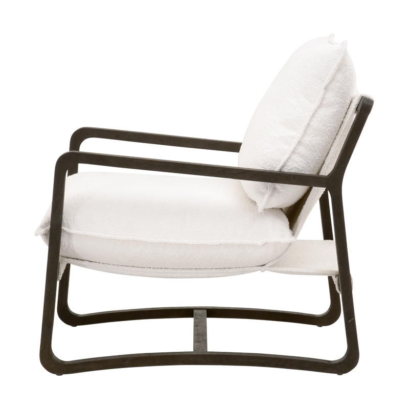 Pemberly Row Contemporary Boucle Sled Base Wood Club Chair in White