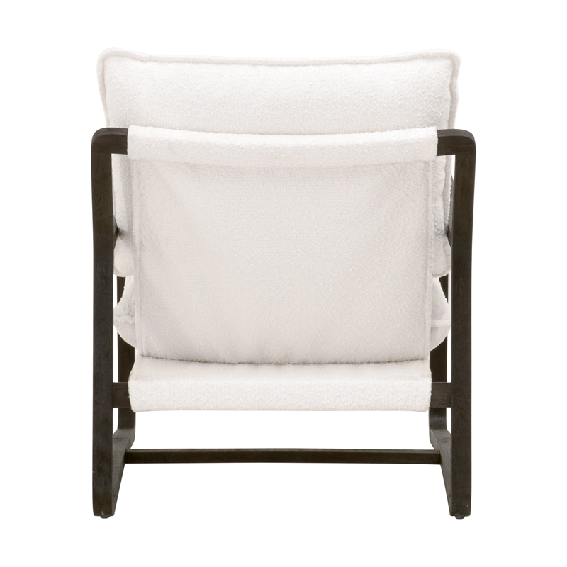 Pemberly Row Contemporary Boucle Sled Base Wood Club Chair in White