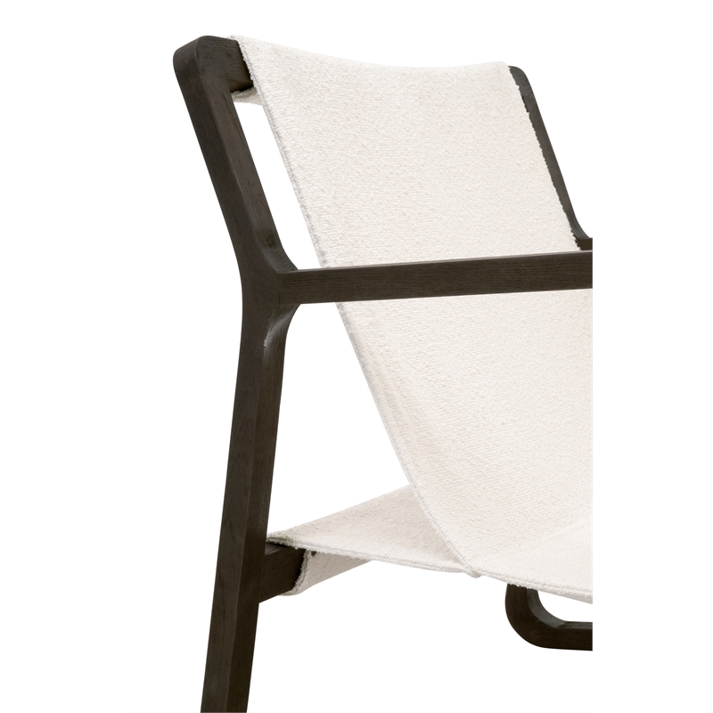 Pemberly Row Contemporary Boucle Sled Base Wood Club Chair in White