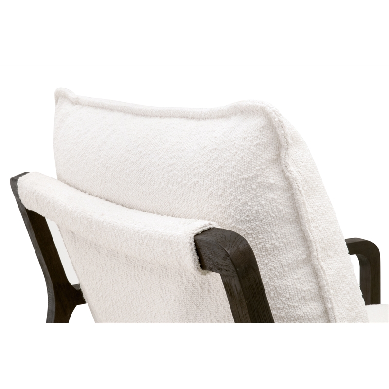 Pemberly Row Contemporary Boucle Sled Base Wood Club Chair in White