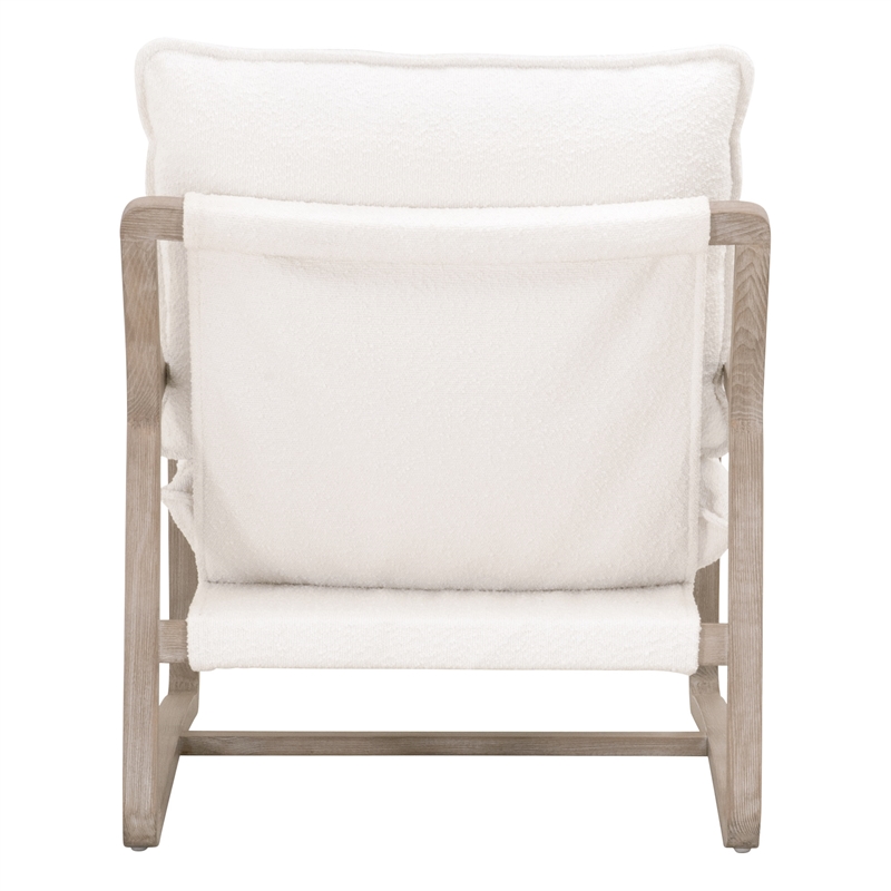 Pemberly Row Contemporary Boucle Sled Base Oak Club Chair in White/Gray