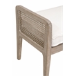 Pemberly Row Oak Cane Inlay Performance Fabric Bench in White/Gray