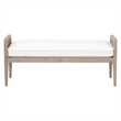 Pemberly Row Oak Cane Inlay Performance Fabric Bench in White/Gray
