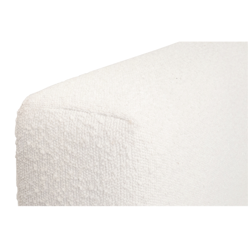 Pemberly Row Boucle Upholstered Oak Cal King Bed in Snow White